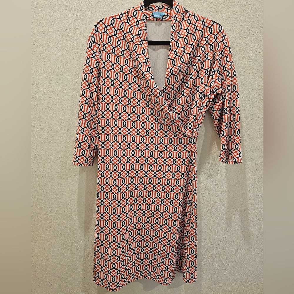 J McLaughlin Faux Wrap Trellis Print Size L dress